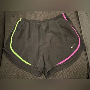 Nike Dri-FIT Black Shorts with neon trim size large